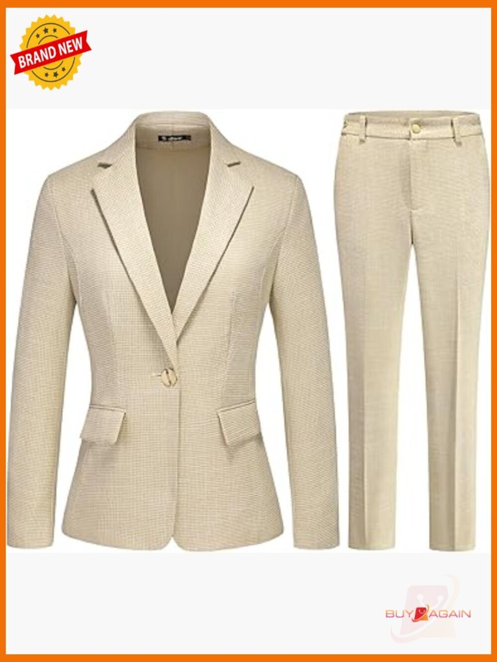 Women's 2 Piece Suit Set Pinstripe Houndstooth Blazer & Pants Business Workwear